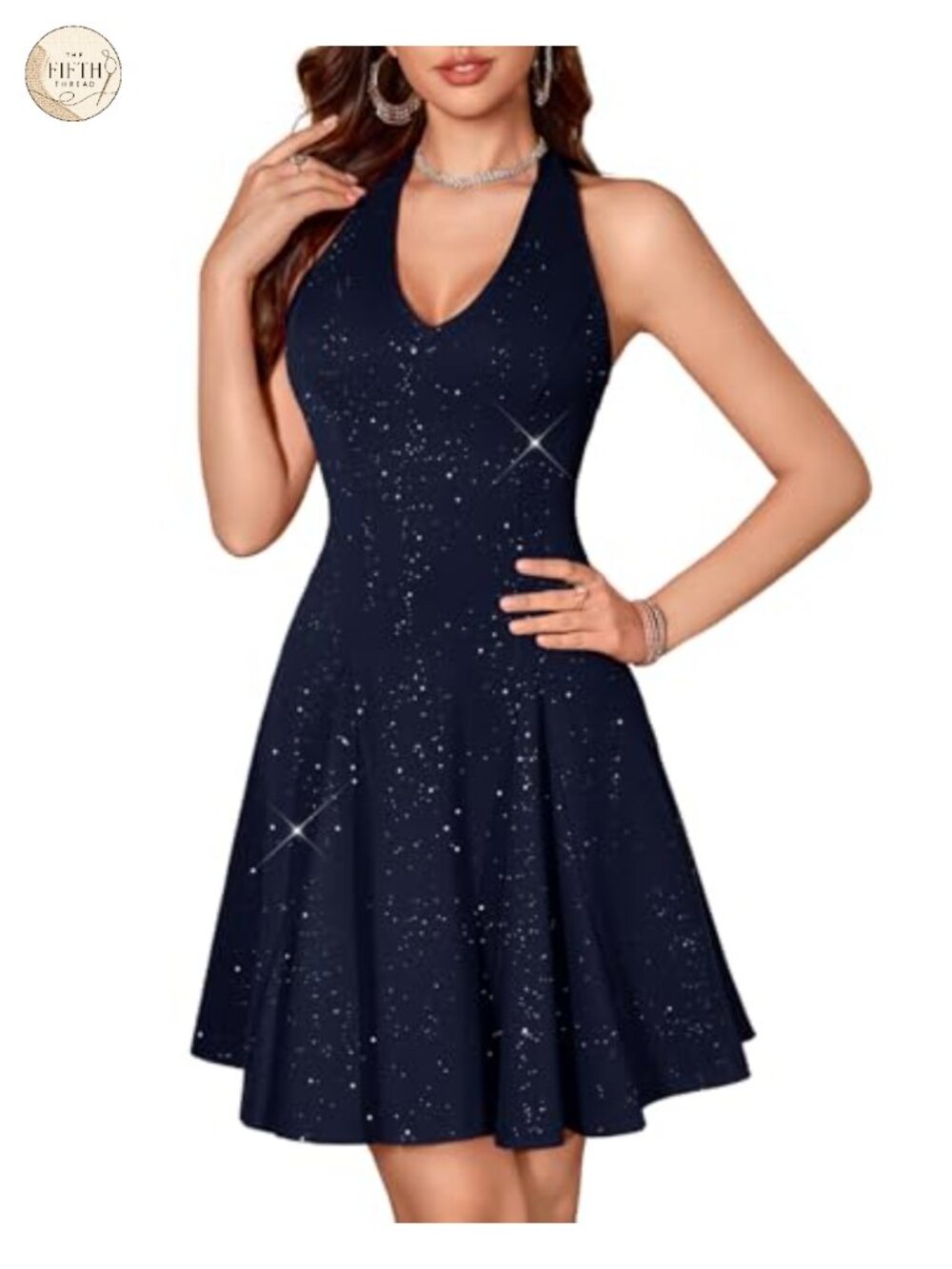 Sparkly Halter Cocktail Dress Tiered A-Line Mini Homecoming Party